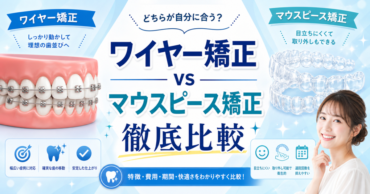 自己管理が不安な方へ!ワイヤー矯正とマウスピース矯正の違い比較