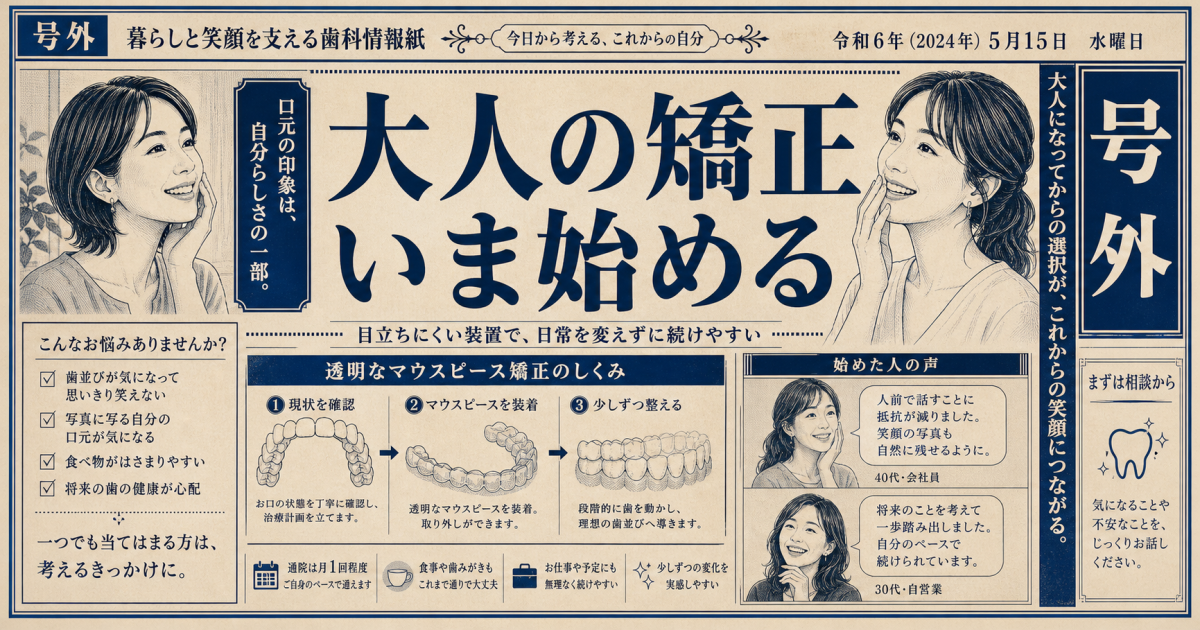 30代40代から始める大人矯正｜歯周病や銀歯があっても大丈夫？